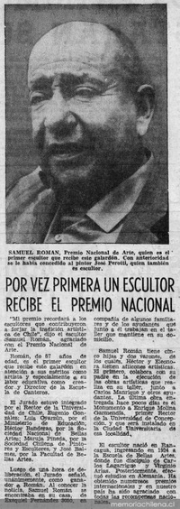 Por vez primera un escultor recibe Premio Nacional