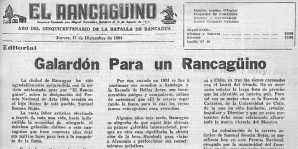 Galardón para un rancagüino