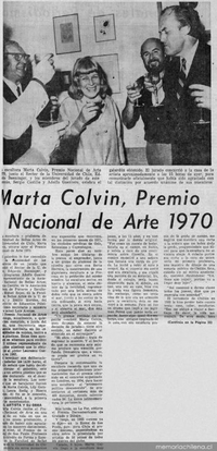 Marta Colvin Premio Nacional de Arte 1970