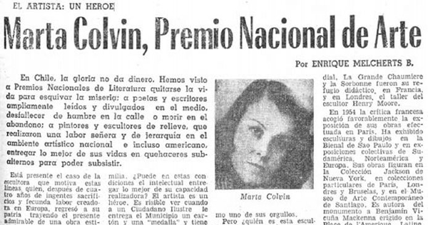 Marta Colvin Premio Nacional de Arte