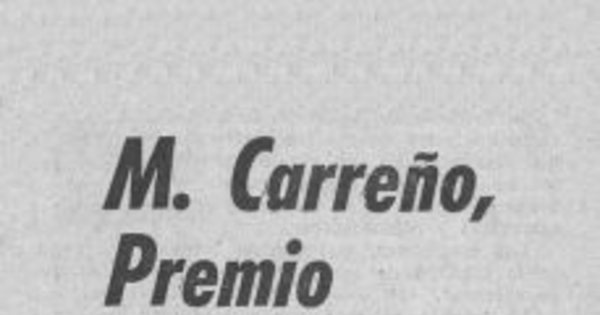 M. Carreño, Premio de Arte