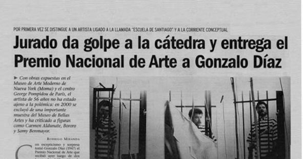 Jurado da golpe de cátedra y entrega el Premio Nacional de Arte a Gonzalo Díaz