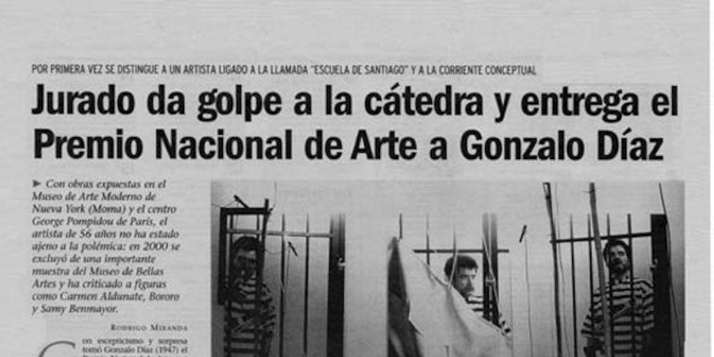 Jurado da golpe de cátedra y entrega el Premio Nacional de Arte a Gonzalo Díaz