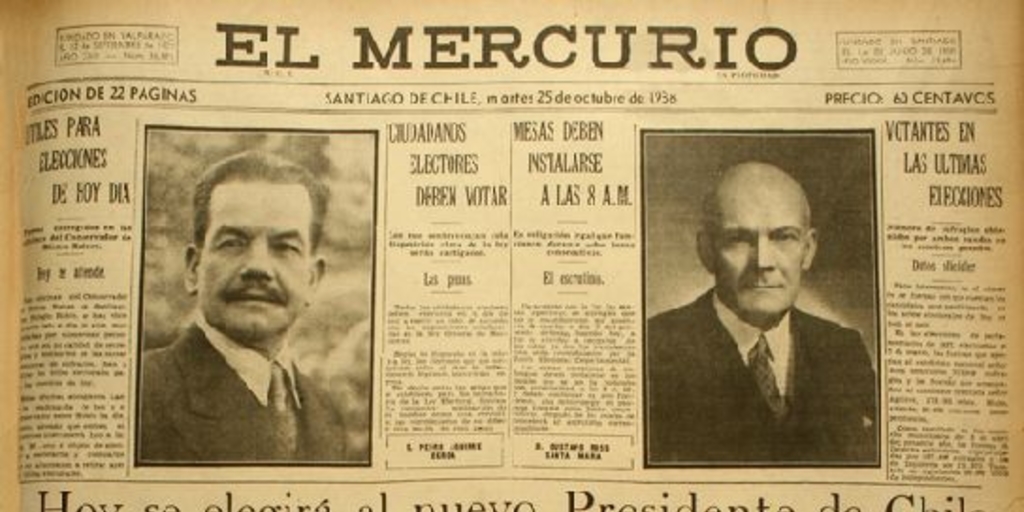 El Mercurio en el día de las elecciones, 1938