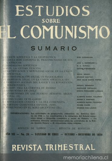 Estudios sobre el comunismo : n° 26, octubre-diciembre de 1959