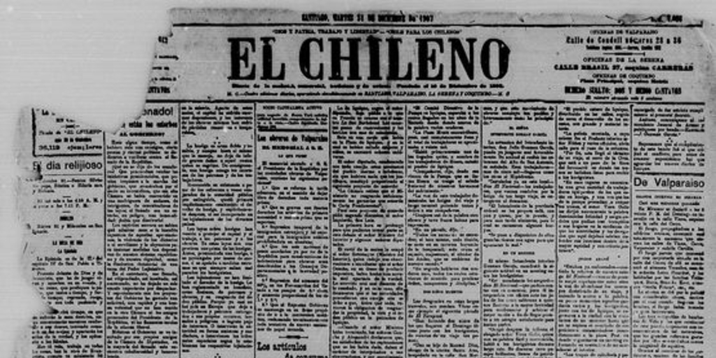 Los primeros diarios de Iquique. En la víspera de los sucesos. Variados y autorizados relatos. La peregrinación desde la pampa. Llegada a la ciudad. En el cuartel jeneral. Cultura y orden. La oratoria de los meetings. Estudios de La Patria, El Nacional y El Tarapacá