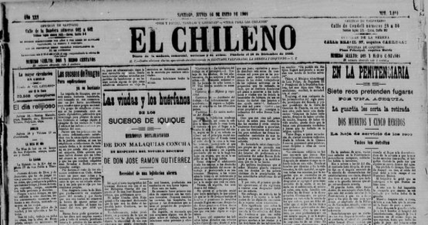 Las viudas y los huérfanos de los sucesos de Iquique. Hermosas declaraciones de don Malaquías Concha en respuesta del notable discurso de don José Ramón Gutiérrez. Necesidad de una legislación obrera