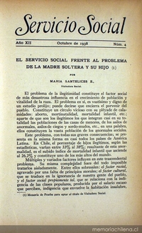 El Servicio Social frente al problema de la madre soltera y su hijo