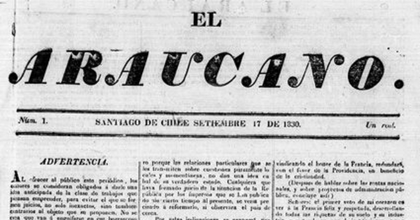 El Araucano: n° 1, 17 de septiembre de 1830