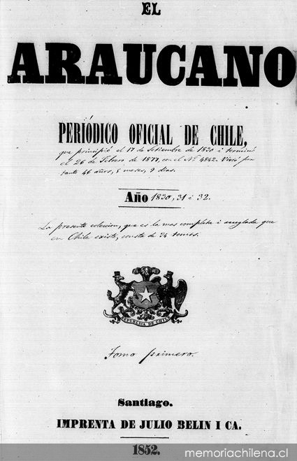 El Araucano: n° 1, 17 de septiembre de 1830