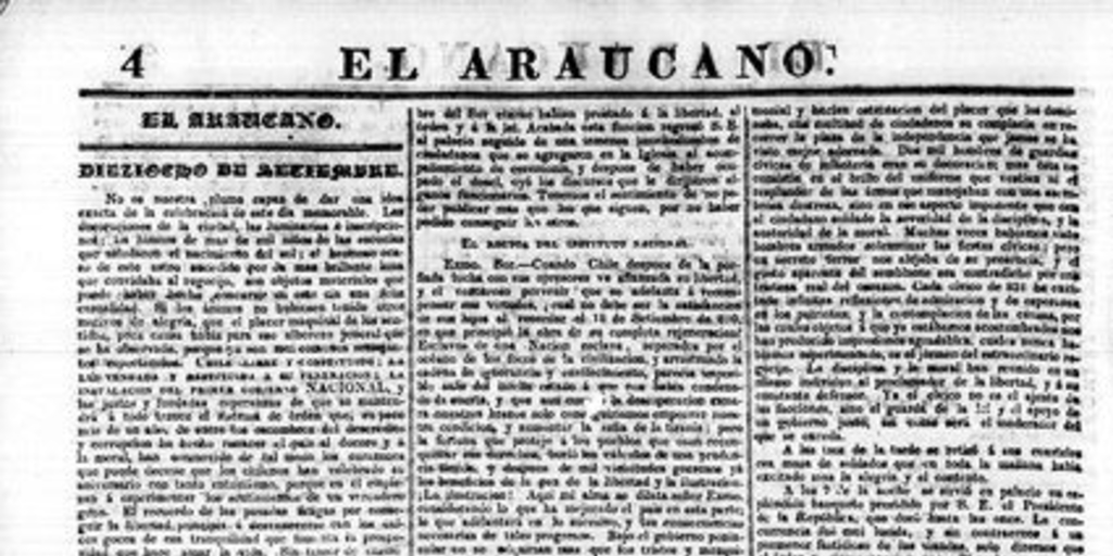 Dieciocho de septiembre, El Araucano, Santiago de Chile, 24 de septiembre de 1831, n° 54