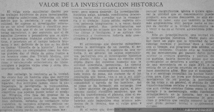 Valor de la investigación histórica