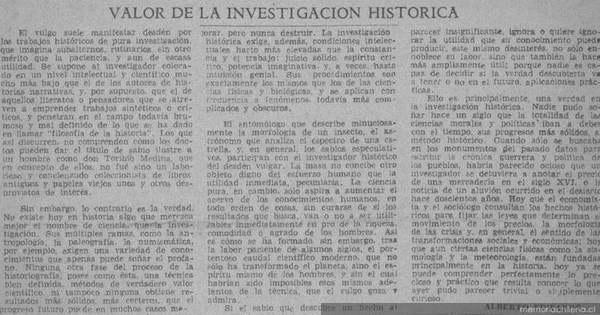 Valor de la investigación histórica