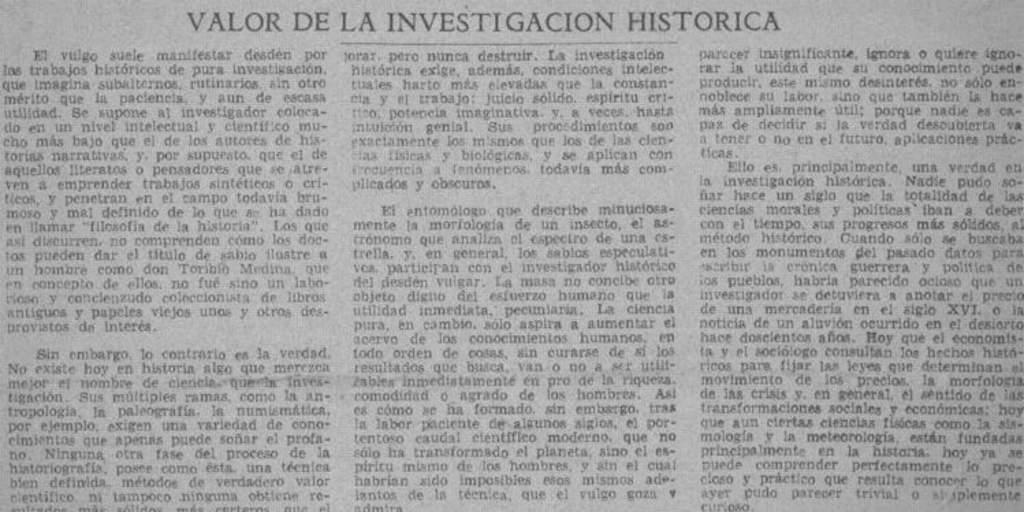 Valor de la investigación histórica