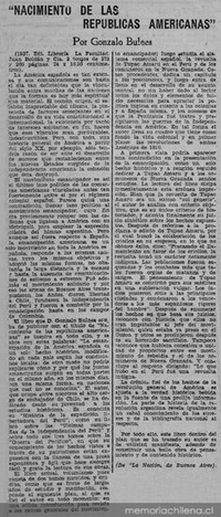 Nacimiento de las Repúblicas Americanas : por Gonzalo Bulnes
