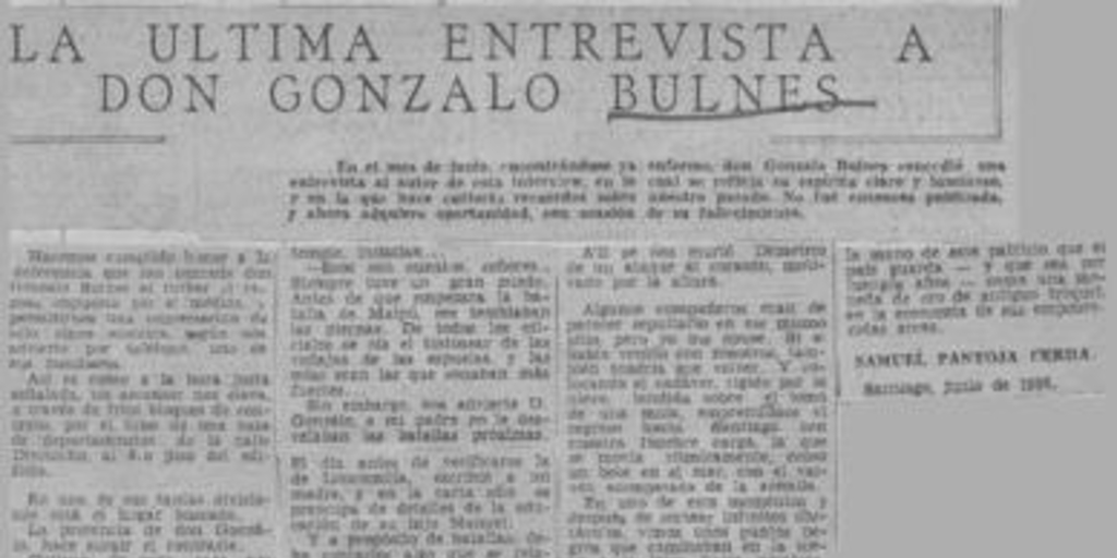 La última entrevista a don Gonzalo Bulnes