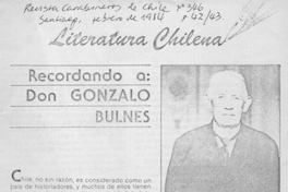 Recordando a don Gonzalo Bulnes