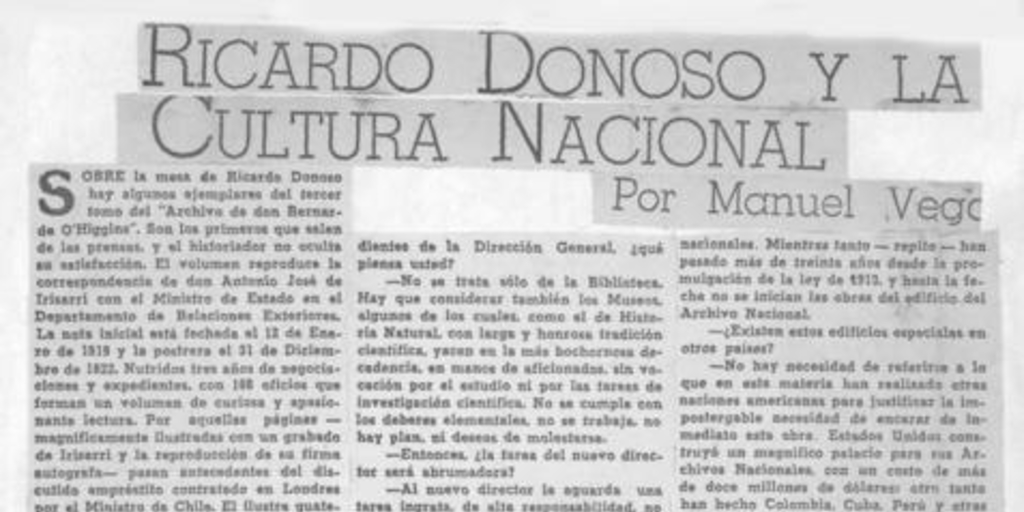 Ricardo Donoso y la cultura nacional