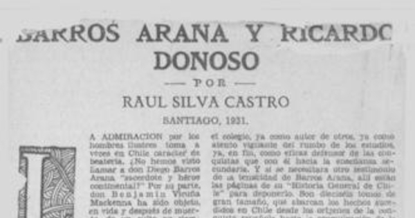 Barros Arana y Ricardo Donoso