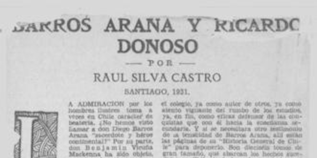 Barros Arana y Ricardo Donoso