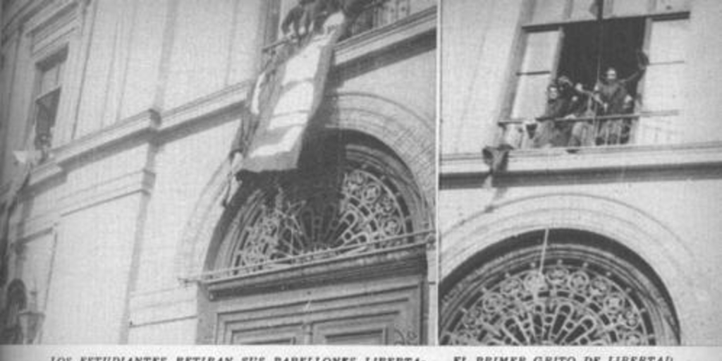 Los estudiantes retiran sus pabellones libertarios al conocer la reconquista de sus derechos cívicos