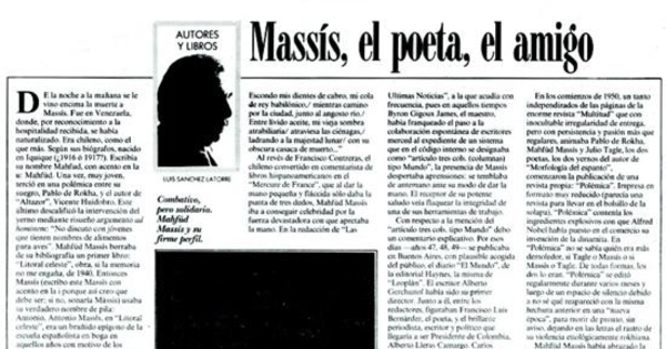 Massís, el poeta, el amigo