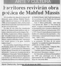 Escritores revivirán obra poética de Mahfud Massis