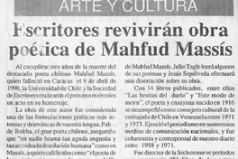 Escritores revivirán obra poética de Mahfud Massis