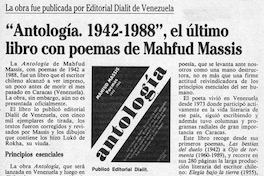 Antología : 1942-1988, el último libro con poemas de Mahfud Massis