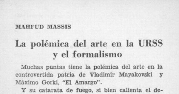 La polémica del arte en la URSS y el formalismo