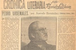 Crónica literaria : Pedro Urdemales, por Antonio Acevedo Hernández