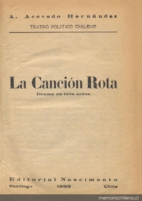 La canción rota : drama en tres actos