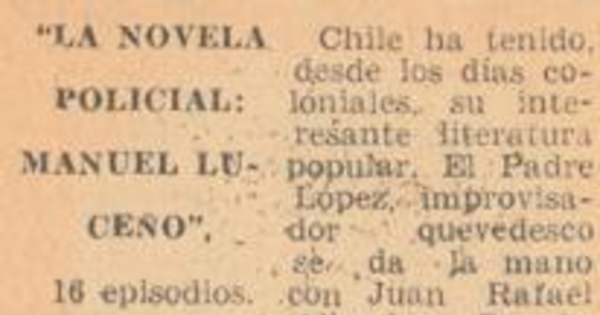 La novela policial : Manuel Luceño : 16 episodios, por A. Acevedo Hernández