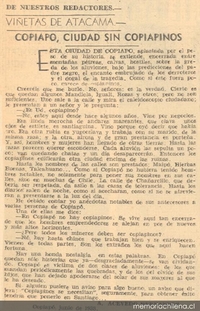 Viñetas de Atacama : Copiapó, ciudad sin copiapinos