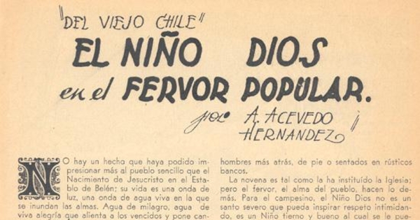 Del viejo Chile, el niño Dios en el fervor popular