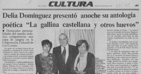 Delia Domínguez presentó anoche su antología poética "La gallina castellana y otros huevos"