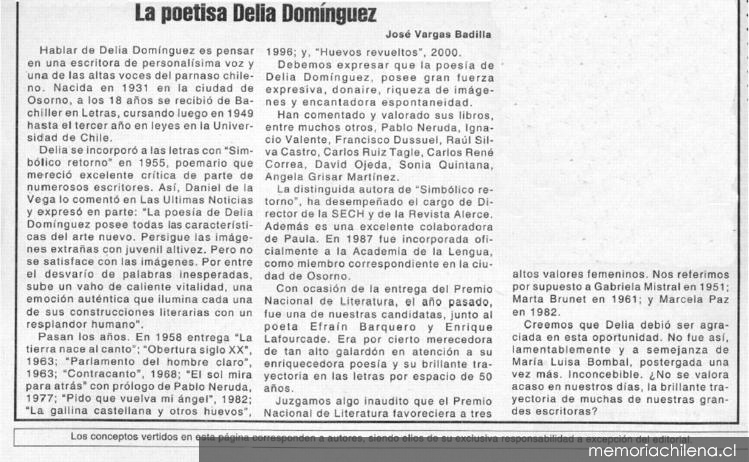 La poetisa Delia Domínguez