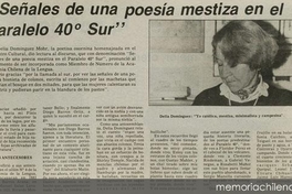 Señales de una poesía mestiza en el Paralelo 40º Sur