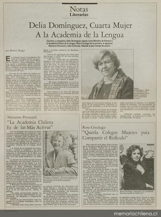 Delia Domínguez, cuarta mujer a la Academia de la Lengua