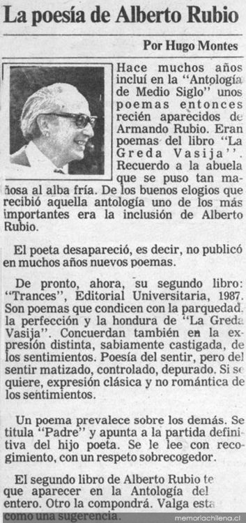 La poesía de Alberto Rubio