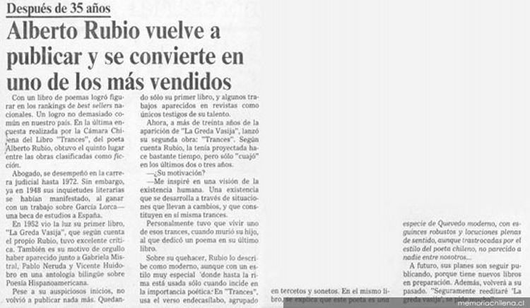 Alberto Rubio vuelve a publicar y se convierte en uno de los más vendidos