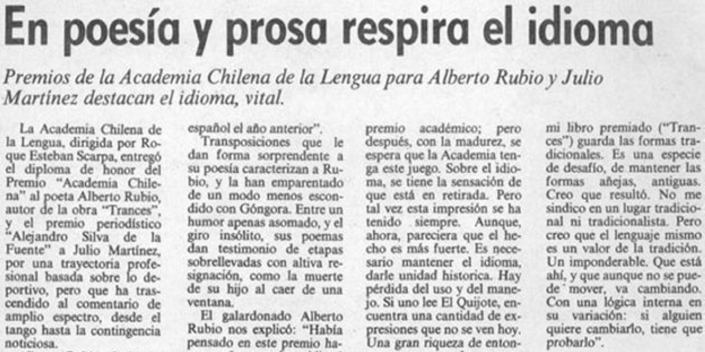 En poesía y prosa respira el idioma