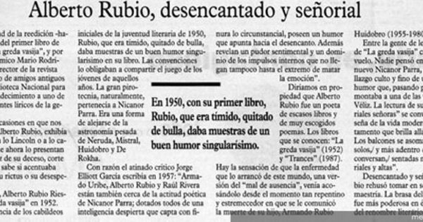 Alberto Rubio, desencantado y señorial