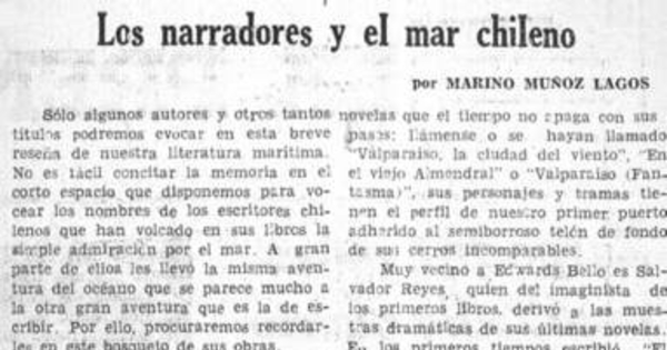 Los narradores y el mar chileno