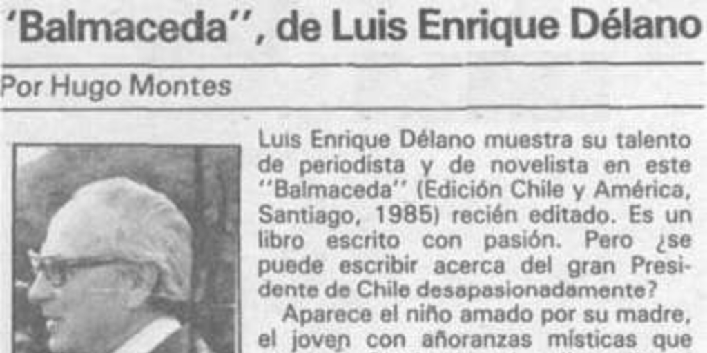 Balmaceda, de Luis Enrique Délano