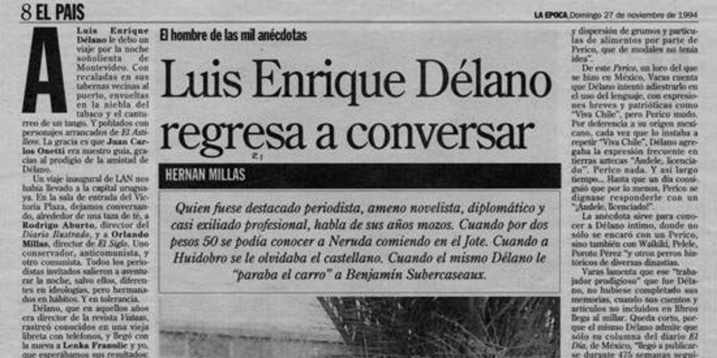 Luis Enrique Délano regresa a conversar