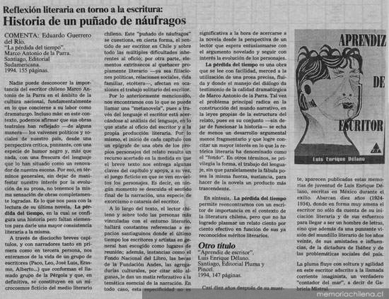 Historia de un puñado de náufragos : reflexión literaria en torno a la escritura