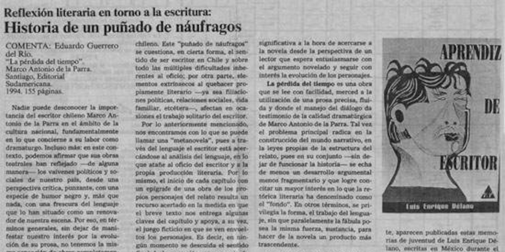 Historia de un puñado de náufragos : reflexión literaria en torno a la escritura