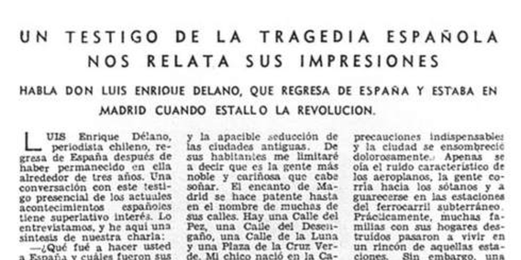 Un testigo de la tragedia española nos relata sus impresiones