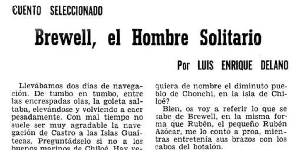 Cuento seleccionado : Brewell, el hombre solitario